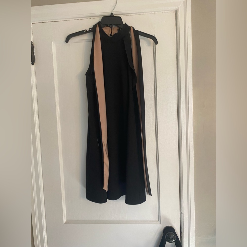 ABS Allen Schwartz Black and Tan Backless Dress